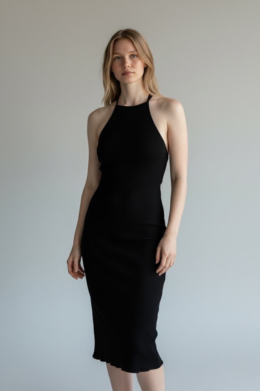 Ambiance black ribbed halter bodycon dress Size Small